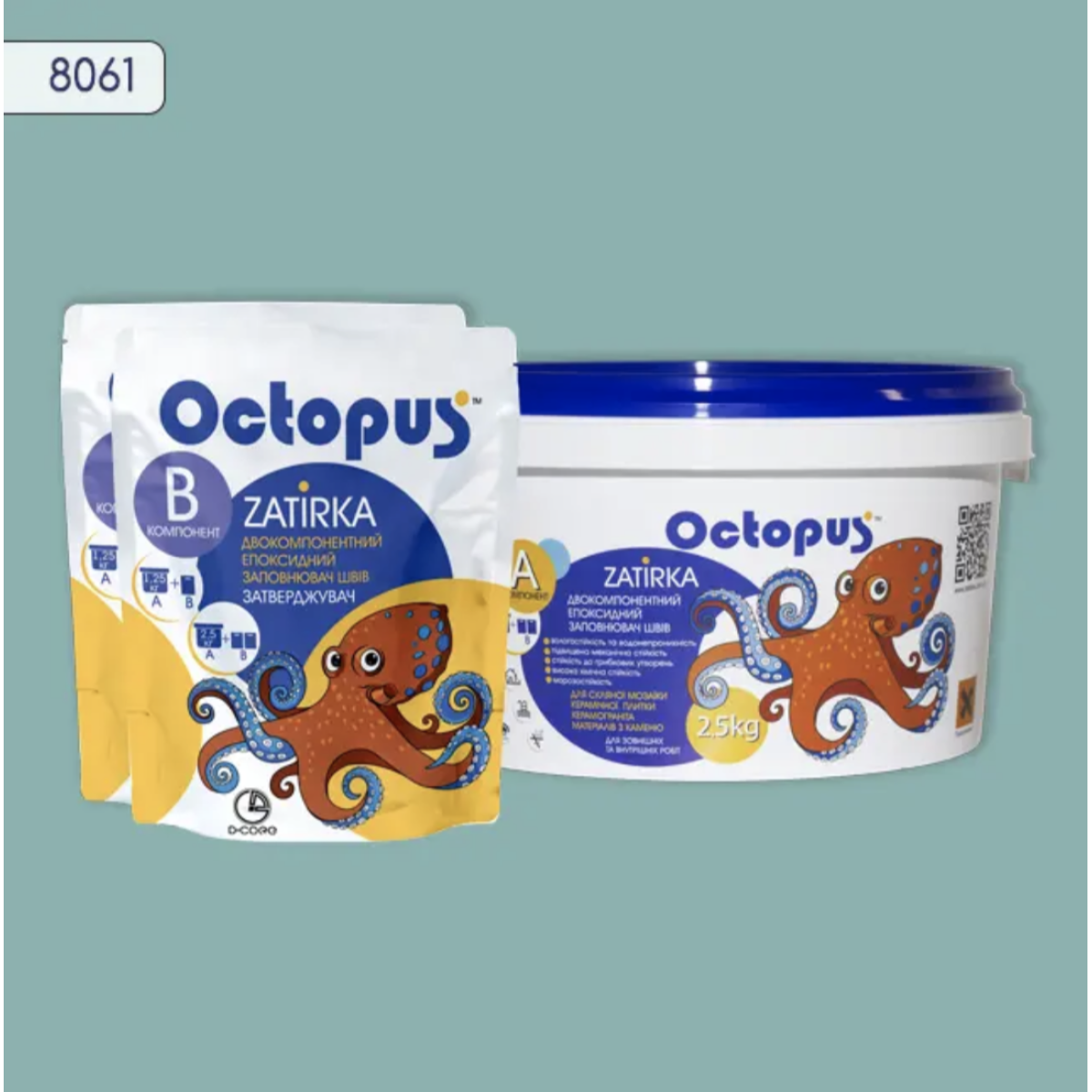 ぽぽ Двокомпонентна епоксидна фуга Octopus Zatirka колір 8061, 2,5 кг